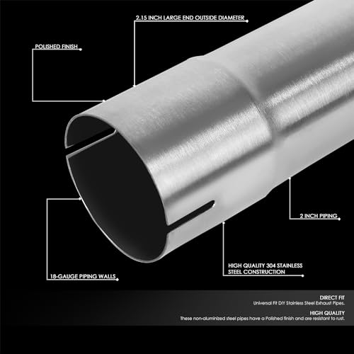 DNA MOTORING 16Pcs 2 Inches Stainless Steel DIY Custom Exhaust Tubing Mandrel Bend Pipes Straight & U-Bend Kit, Universal Fit, ZTL-20SS