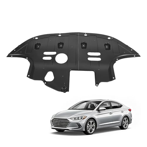 HECASA Front Engine Splash Shield Compatible with 2017-2020 Hyundai Elantra 2.0L Engine Protection Under Cover Plastic Black Replacement for 29110F3100 29110-F2100 HY1228201 HY1228187