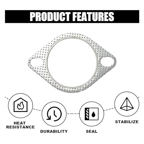 JOYCOURT 2PCS 2-Bolt 2.5-Inch Car Exhaust Flange Gasket, Ultra Seal Gasket