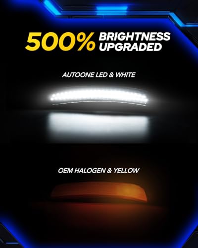AUTOONE LED Side Marker Lights White Compatible With Dodge Charger 2015-2023, White Front & Rear Bumper Marker Lamps Smoked Len, Pack of 4