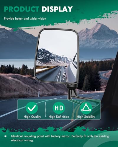 SCITOO Side View Mirrors Fit For 1995 For Jeep Wrangler 1997-2002 For Jeep Wrangler 1987-1994 For Jeep Wrangler Models with Half Door Manual Folding No Heated CH1320102 CH1321102 Pair Mirrors