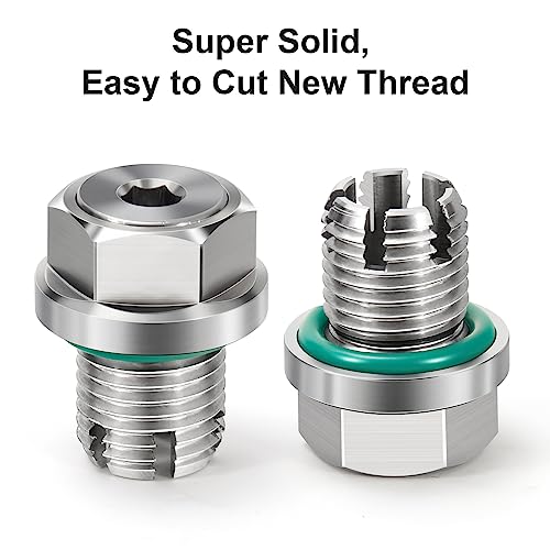 M14.1-1.5 x 15mm Oversize Piggyback Oil Drain Plug, Stainless Steel Self Tapping Oil Pan Thread Repair Kit