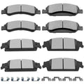 SCITOO Brake Pads Kits Front Semi-Metal Rear Ceramic 8pcs Fit for Cadillac Escalade,Escalade ESV,for Chevy Silverado 1500,Suburban,Tahoe,for GMC Sierra 1500,Sierra 1500 Limited,Yukon,Yukon XL