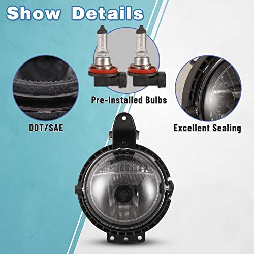 AUTOWIKI Front Bumper Fog Light Assembly for 2007-2015 Mini Cooper R56/ Convertible, 2006-2013 Mini Clubman With Smoke Lens 2PCS Fog Lights Replacement Set