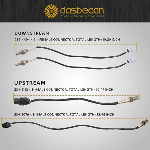 Dasbecan Oxygen Sensor 4PCS Compatible with 2011-2014 Ford F150 F-150 5.0L 6.2L 234-5113 234-5076 234-4494 O2 Sensor Left Right Upstream & Downstream