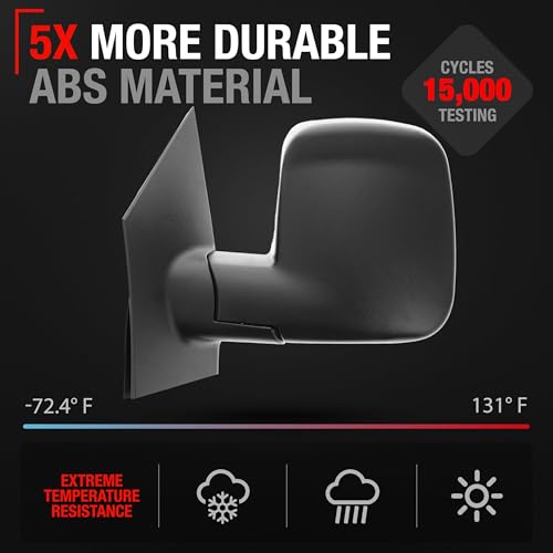 Driver Side Mirror Compatible with 2008-2015 Chevrolet Express & GMC Savana 1500, 2008-2021 Express & Savana 2500 3500, Manual Folding, Dual Glass, Textured Black - OEM 20838065, GM1320395