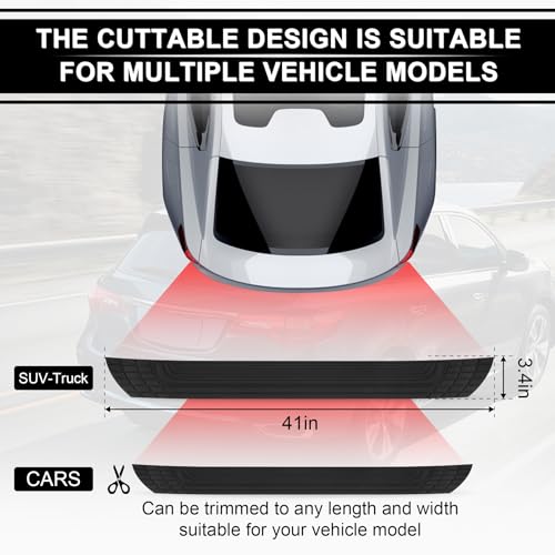 SINGARO Car Rear Bumper Protector, 42inch x3.4inch Car/SUV Universal Rubber Anti-Scratch Trunk Exterior Accessories