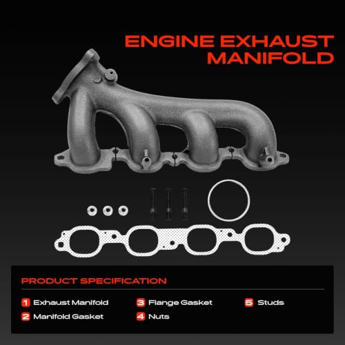 A-Premium Left Side [8Cyl 5.3 6.2L] Engine Exhaust Manifold Kit W/Gaskets & Studs & Nuts Fit for Chevy, GMC & Cadillac Models - Silverado 1500 1500 LD Tahoe Suburban Sierra 1500 Yukon Escalade & More