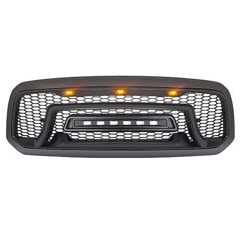Allinoneparts Front Grille Compatible with 2013-2018 Dodge Ram 1500, 2019-2023 Ram 1500 Classic, Matte Black Bumper Grill w/Off-Road Lights