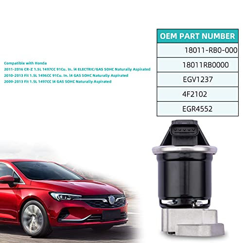 AULINK EGV1237 18011RB0000 EGR Exhaust Gas Recirculation Valve (1.5L L4 Only) For Honda CR-Z CRZ 2011 2012 2013 2014 2015 2016,Fit 2009 2010 2011 2012 2013 18011-RB0-000 4F2102 EGR1997 EGRB10166