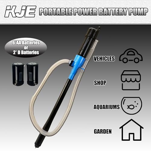 KJE Portable Battery Powered Operated Liquid Transfer Pump, 2.2 Gallons Per Minute, Multi-Function Electric Siphon Pump For Gasoline Diesel Water Fuel