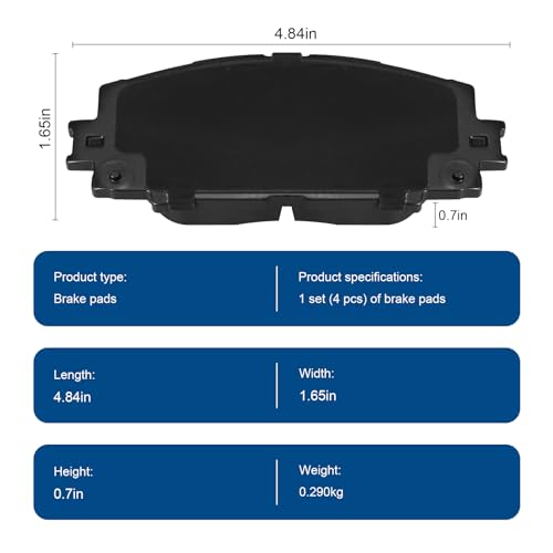 HECHENQICHE D1184 Front Ceramic Brake Pads Kit Fit For Scion iQ 2013, For Toyota Prius C 2012-2019, For Toyota Yaris 2007-2018