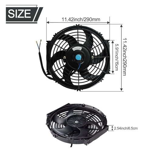 10" inch Slim Fan Push Pull Electric Radiator Cooling Fans 12V Mount Kit Unversal Black