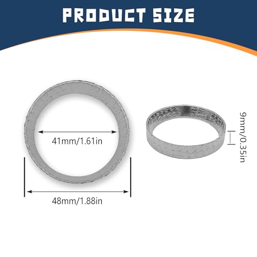 Icyhaws 2PCS Cone Exhaust Gasket, Made of Graphite and Steel, Compatible with 1984-Later Most Harley Davidson Touring, Sportster, Bikes, Softail, Dyna, etc.
