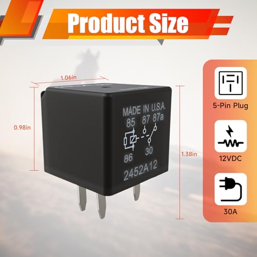 12177234 12V 30A 5-Pin SPDT Automotive Relay 2-Pack