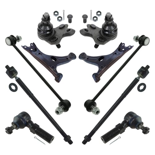 TRQ Front Steering and Suspension Kit with Tie Rods Control Arms Ball Joints Sway Bar Links Compatible with 2014-2018 Toyota Corolla Front 2019 Toyota Corolla Sedan