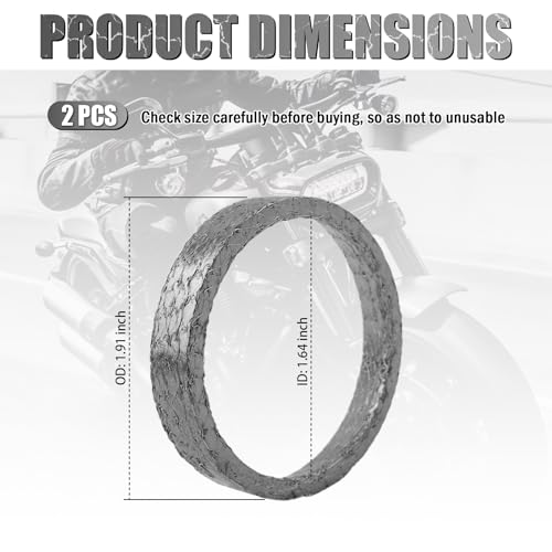 2PCS Exhaust Gasket Graphite and Steel,Exhausts Flange Gasket Compatible with Harley Softail Dyna Touring Sportster,Exhaust Manifold Gaskets Sealing Motorcycle Accessories
