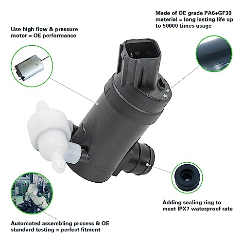tostmolt 1pc New 12V Front/Rear Windshield Washer Fluid Pump Motor w/Rubber Grommet Replacement Kit Compatible With 16-20 Sorento 15-21 Sedona