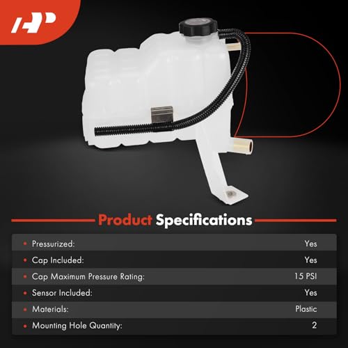 A-Premium Coolant Overflow Recovery Reservoir Tank [W/Sensor & Cap] Compatible with Chevrolet Silverado 1500 2500 3500, Suburban, Tahoe & GMC Sierra, Yukon & Cadillac Escalade