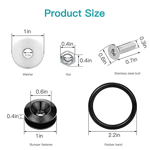 Bumper Quick Release, Mellbree JDM Quick Release Holders Front Rear Bumper Fasteners Trunk Band Fenders clip Kits Compatible for Universal Car Bumper (Black 4 x Release Tabs with 12 x O-Ring Fastener）