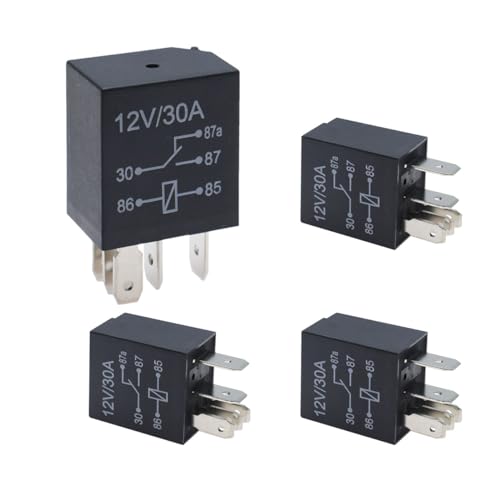 4PCS 5 Pin Relays, 12V 30A Automotive Starter Relay Multi-Purpose Heavy Duty Standard Relay Kit, Universal Automotive Replacement Parts
