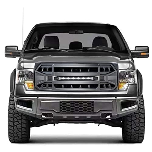 MEGAIE Front Grill Replacement for F150 2009-2014, Matte Black Front Bumper Grille w/Off-Road Lights