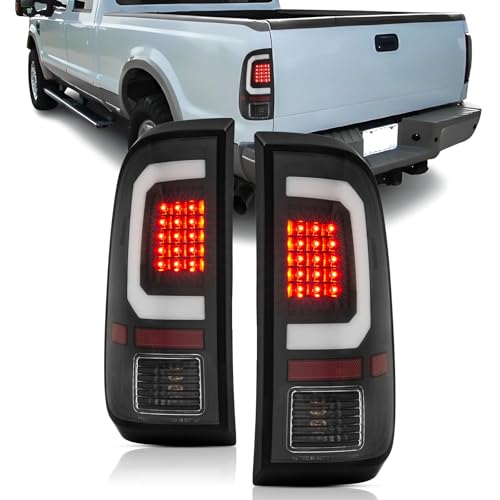 LED Tail Lights Assembly Compatible with 1997-2003 Ford F150,1999-2007 Ford F250 F350 Superduty Driver and Passenger Side, Black Housing Clear Lens