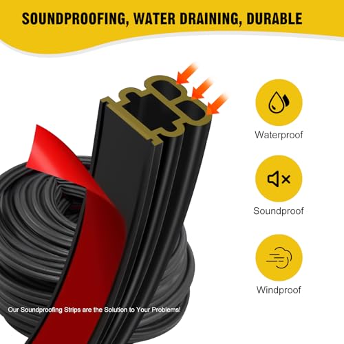 52.5Ft Car Door Seal Strip Car Weather Stripping Double Layer Shape Self Adhesive Rubber Auto Door Soundproofing Weatherstrip for Car Door,Truck, SUV