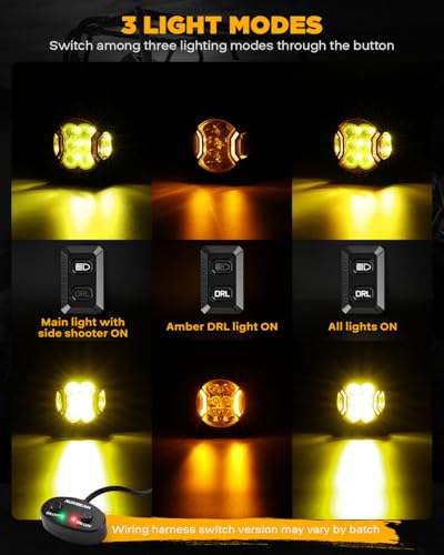 Auxbeam V-Ultra Series 3-Inch Amber Fog Light Pods Offroad Lights 2-Pack
