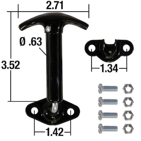 Buyers Products WJ96WCB4 Spring Loaded 90 Degree Hood Catch Kit, Black Enamel Finish, Carbon Steel Latch with Keeper - Includes Hardware, Heavy Duty Truck Trailer Latch System, 4 Pack