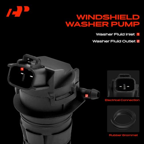 A-Premium Front or Rear Windshield Washer Pump Compatible with Toyota Camry, RAV4, 4Runner, Corolla, Prius, Sienna, Matrix & Honda & Ford & Acura & Mazda & Lexus & Lincoln & Mercury & Pontiac & Scion