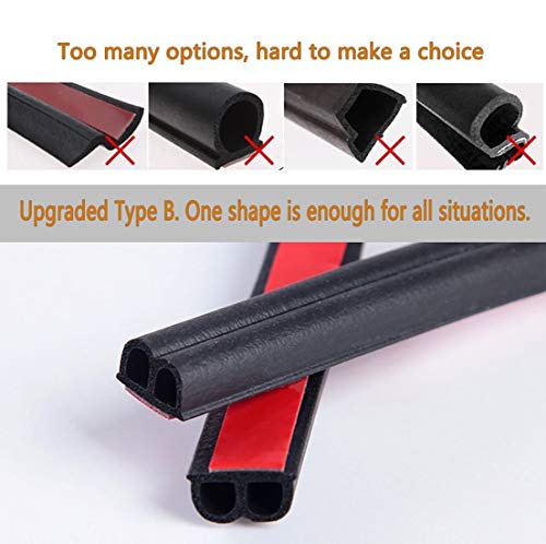 33Ft Universal Self Adhesive Weather Seal Strip for Car, 51/100 Inch Wide X 1/5 Inch Thick, Auto Door & Window Weatherstrip with Engine Cover (2 Rolls, 16.5 Ft Each)