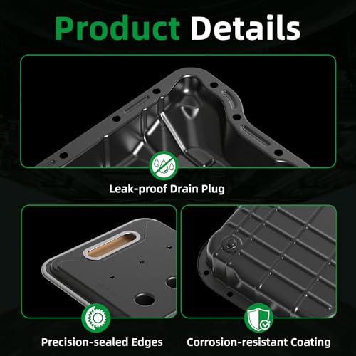 Riyhch Transmission Oil Pan with Gasket, Drain Plug & Transmission Filter, for 46RE 47RE 48RE, for Dodge Ram 1500 2500 3500 1998-2006, for Dakota Durango 1998-2003, 4.7L 5.2L 5.9L 6.7L 8.0L 8.3L
