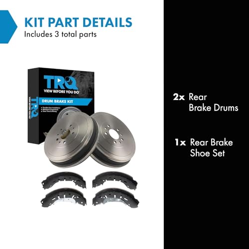 TRQ Rear Brake Shoe & Drum Kit Compatible with 2015-2021 Ram ProMaster City