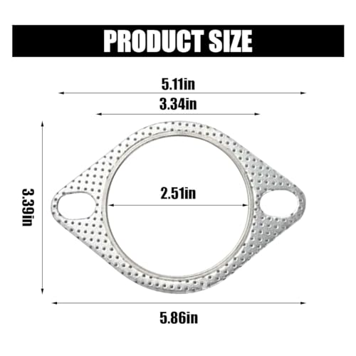 JOYCOURT 2PCS 2-Bolt 2.5-Inch Car Exhaust Flange Gasket, Ultra Seal Gasket