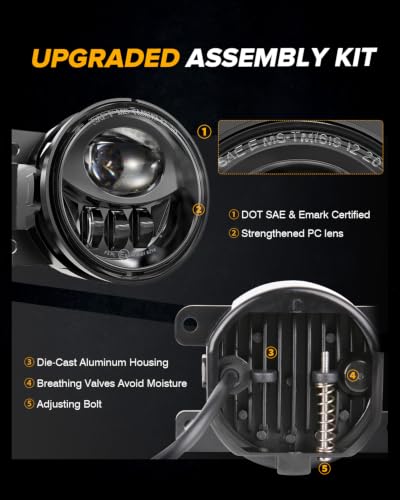 New LED Fog Lights Assembly Compatible with Honda Sedan models 2013-2021 Civic, 2015-2020 Fit, 2019-2022 HR-V, 2013-2015 Accord Replacement Driving lights Fog Lamps DOT Approved Black 1 Pair
