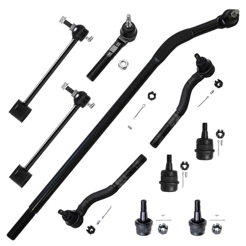 Detroit Axle - 10pc Suspension Kit for 2007-2017 Jeep Wrangler, 2018 Wrangler JK, 4 Front Upper & Lower Ball Joints 2 Rear Sway Bars 4 Inner Outer Tie Rod Ends Replacement