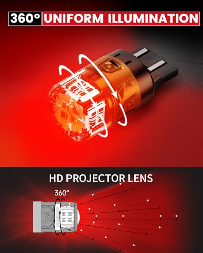 LASFIT 7443 LED Brake Tail Light Bulb, Super Bright 7444NA 7443R 7444 7440 7440A for Stop Parking Lights, W21W WY21W 992, Not for Trucks, Red (2pcs)