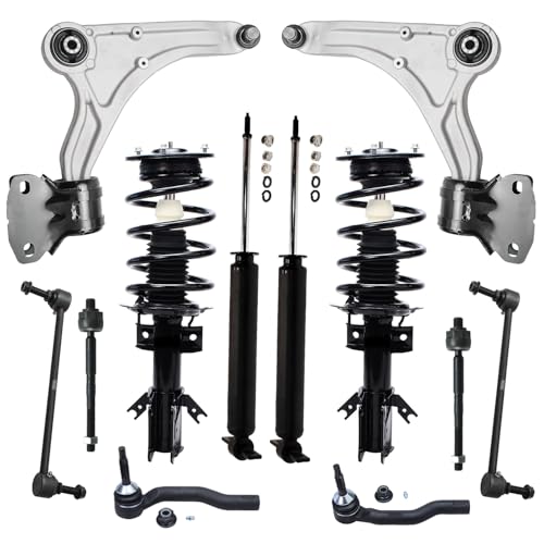 Detroit Axle - FWD Front End Suspension Kit for 2013-2020 Ford Fusion, Lower Control Arms w/Ball Joint Tie Rods Sway Bars Struts & Coil Spring Rear Shock Absorbers Replacement