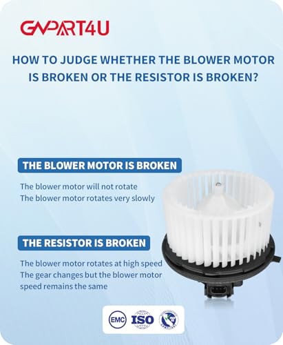 GVPART4U Front Blower Motor 22741027 2007 2008 2009 2010 2011 2012 2013 2014 Chevy Tahoe Silverado Avalanche Suburban, for GMC Yukon Sierra, Cadillac Escalade 700164