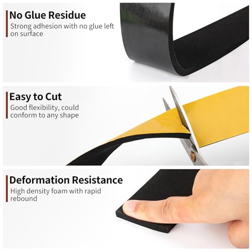Yotache Weather Stripping 1" W X 1/8" T (New Adhesive Craft), Neoprene Foam Weatherstrip Tape for Automotive, 26 Ft Length