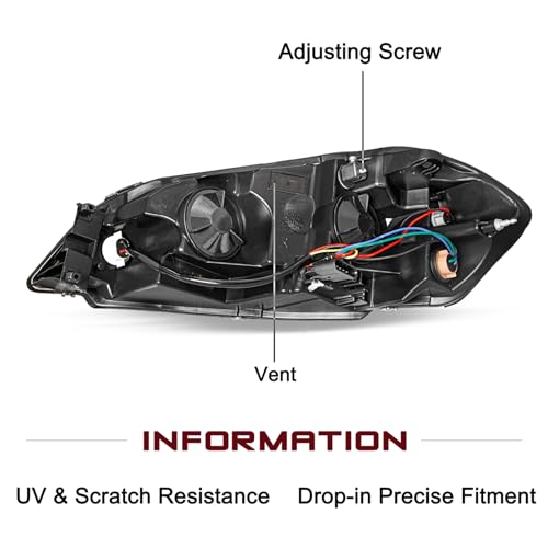 JSBOYAT Headlight Assembly Fit for 2006-2013 Chevy Impala / 2006-2007 Chevy Monte Carlo / 2014-2016 Chevy Impala Limited Driver and Passenger Side, Chrome Housing with Amber Reflector