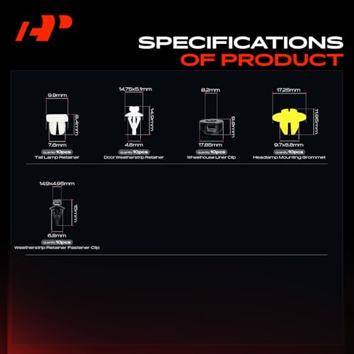 A-Premium 290PCS Retainer Clip Kit Compatible with 2005-2015 Toyota Tacoma