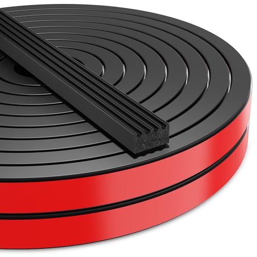UIOCSSC 26Ft EPDM Rubber Weather Stripping Foam RV Door Seal Self-Adhesive Marine Hatch & RV Door Seal, Automotive Weatherstrip for Enclosed Trailer, Boat, Truck Bed & Home, W:0.625"; H:0.375"