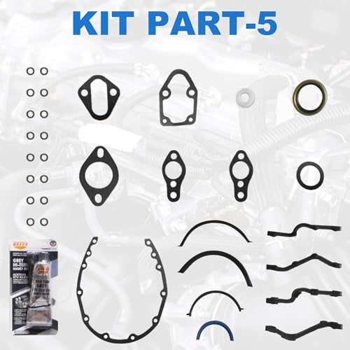 Tyrigion 260-1045 Full Engine Gasket Set, 1955-1980 SBC 283 302 307 327 350 V8 Gasket Kit for Chevy C10 C20 Caprice Impala for Buick Century Skylark for Olds