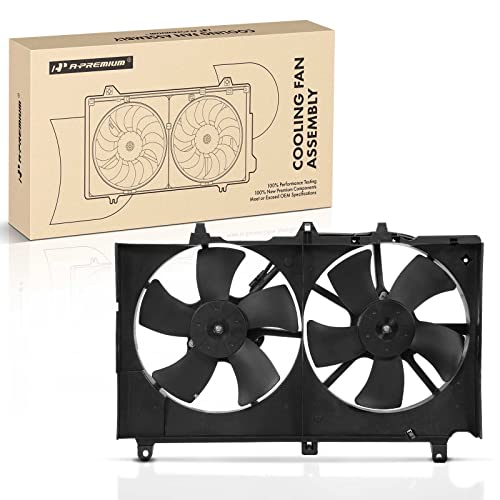 A-Premium Engine Radiator Cooling Fan Assembly Compatible with Select Infiniti & Nissan Models - G35 2003-2007, 350Z 2003-2007 - Replace# 21481CF40B, 21483CD000