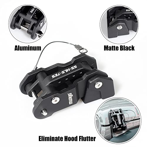 MWNYO Hood Latches Aluminum Hood Catch Replacement for Jeep Wrangler JK/JKU 2007-2017, JL/JLU 2018+ & Jeep Gladiator 2020+ with Painted, Patented Design (Black,1 Pair)