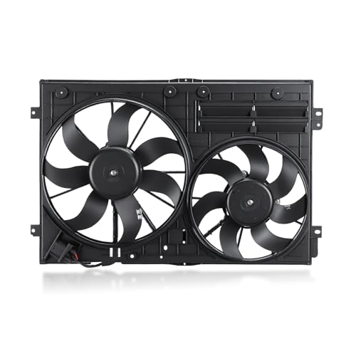 GEARLAST Radiator Fan Engine, Replacement Dual Radiator & Condenser Cooling Fan Assembly Fit for Volkswagen Jetta 2.0L VW Tiguan for Audi A3 TT 1K0121205AD9B9