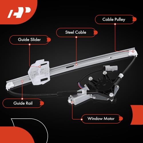A-Premium Power Window Regulator with 2-Pin Motor Replacement for Jeep Wrangler 2007-2017, Wrangler JK 2018, Front Right Passenger Side, Replace# 68014948AA