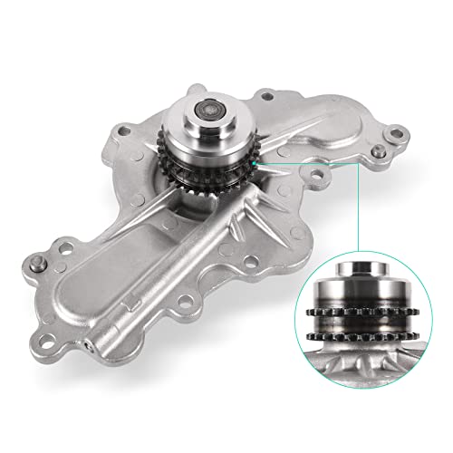 AULINK AW6348 Water Pump (W/Double-Row Sprocket;Engine 3.5L 3.7L) For 2011-2019 Ford Edge Fusion Flex Explorer Taurus,2011-2019 Lincoln MKS MKZ MKT MKX,MAZDA 6 CX9